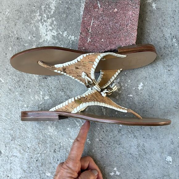 NWOT Jack Rogers photo cork with leather trim, thong flip-flops - Picture 3 of 9